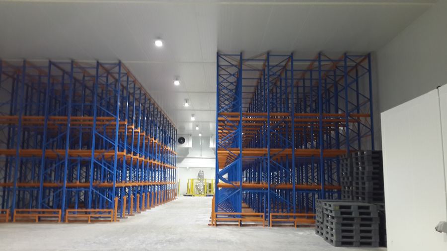 Cold storage room with pallet racking